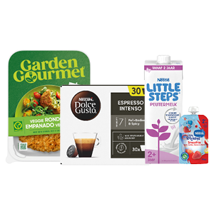 Nescafé Dolce Gusto Big Pack, Garden Gourmet, Little steps en Nestlé Baby