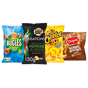 Doritos, Cheetos, Duyvis, Cruesli, Lay's