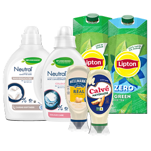 Hellmann's, Calvé, Glorix, Neutral en Lipton