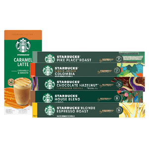 Alle Starbucks Nespresso, oploskoffie of Dolce Gusto