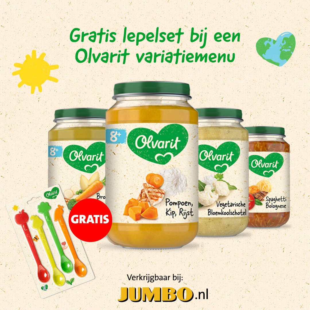 Gratis lepelsetje bij aankoop van een Olvarit Variatiemenu