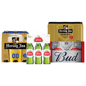 Pils van Hertog Jan, Stella Artois, Bud, Dommelsch of Jupiler