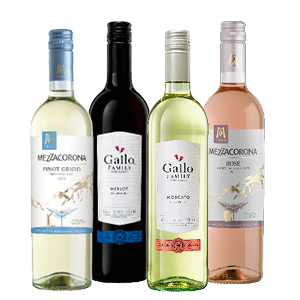 Mezzacorona Pinot Grigio of Pinot Grigio Rose, of Gallo Merlot of Moscato