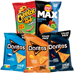 Lay's Max, Hamka's, Doritos, Bugles of Cheetos