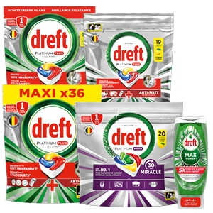 Alle Dreft vaatwastabletten, Max Power of spray