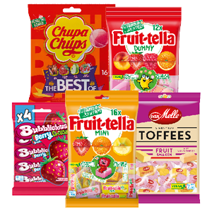 Alle Chupa Chups, Fruit-tella, van Melle of Bubblicious