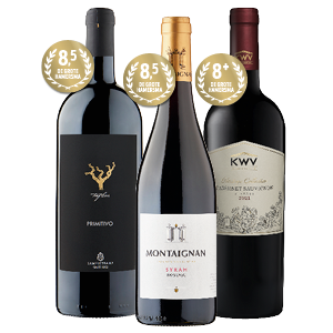 Tre Filari Primitivo, KWV Cabernet Sauvignon of Montaignan Syrah