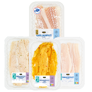 Jumbo gemarineerde pangasiusfilet of kabeljauw naturel