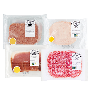 Jumbo boerenmetworst, Schwarzwalder schinken, corned beef of kiprollade
