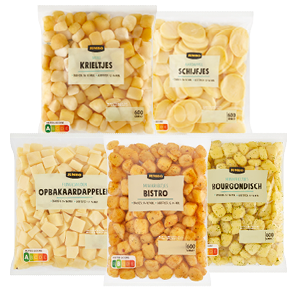 Jumbo minikrieltjes, aardappelschijfjes of opbakaardapppeltjes