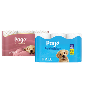 Page Compleet Schoon of Sensitive toiletpapier
