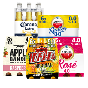 Desperados, Corona, Amstel Radler, Amstel Rosé of Apple Bandit