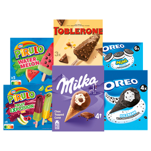 Alle Pirulo, Toblerone, Milka of Oreo ijs
