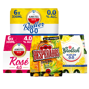 Desperados, Corona, Amstel Radler, Amstel Rosé of Grolsch Radler