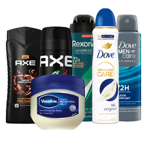 Alle Dove, Axe, Rexona of Vaseline