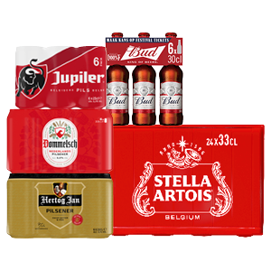 Pils van Hertog Jan, Stella Artois, Jupiler, Bud of Dommelsch