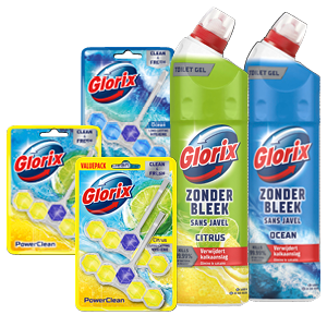 Alle Glorix toiletblokken of Glorix zonder bleek