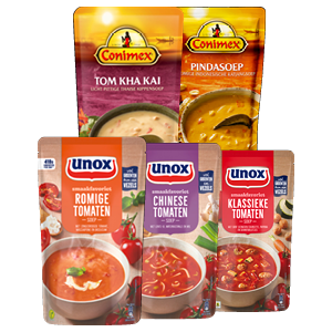 Alle Unox of Conimex soep in zak