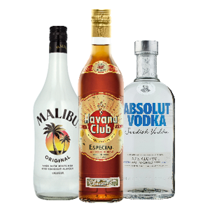 Malibu likeur, Absolut Vodka of Havana Rum