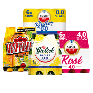 Desperados, Amstel Radler, Amstel Rosé of Grolsch Radler