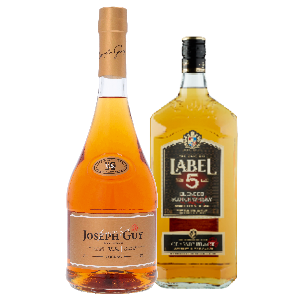 Joseph Guy cognac of Label 5 whisky