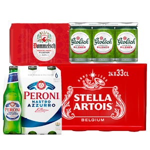 Pils van Grolsch, Peroni, Stella Artois of Dommelsch