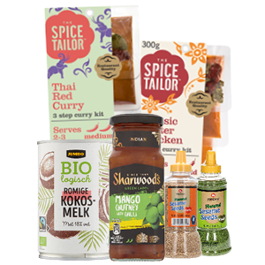 Alle Foreway, Sharwood's, The Spice Tailor of Jumbo biologische kokosmelk