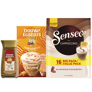 Douwe Egberts oploskoffie of Senseo melkvarianten