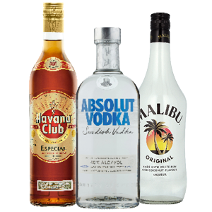 Malibu likeur, Absolut Vodka of Havana Rum