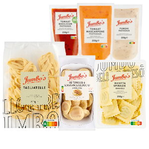 Alle Jumbo's verse pasta's of pastasauzen
