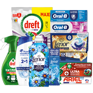 Alle Lenor, Ariel Pods+ of vloeibaar+, Dreft vaatwastabletten of 3-in-1 spray, Oral-b tandpasta of Head & Shoulders