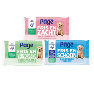 Page vochtig toiletpapier