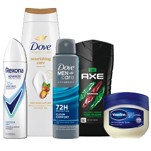 Alle Dove, Axe, Rexona of Vaseline