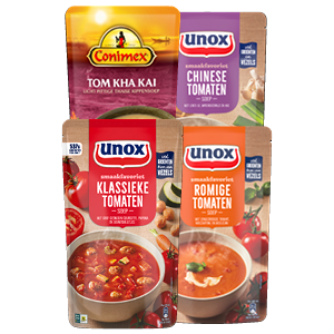 Alle Unox of Conimex soep in zak