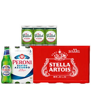 Pils van Grolsch, Peroni, Stella Artois of Dommelsch