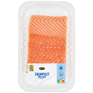 Zalmfilet op huid