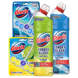 Alle Glorix toiletblokken of toiletreiniger zonder bleek