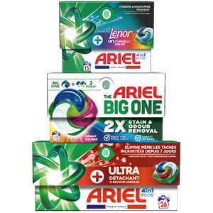 Ariel pods+, vloeibaar+ of The Big One