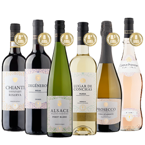 Jumbo streekselectie: Côtes du Rhône, Chianti Riserva, Prosecco Spumante, Alsace Pinot Blanc, Rioja Crianza, Rueda Verdejo of Provence Rosé