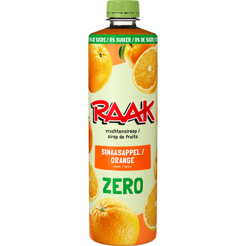 Raak Vruchtensiroop Sinaasappel Zero Fles 750ML
