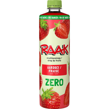 RAAK Vruchtensiroop Aardbei Zero Sugar 0,75 L