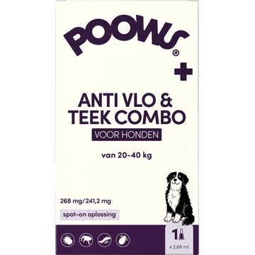 Poows Anti Vlo & Teek Combo 134 mg/120,6 mg spot-on oplossing Hond (20-40 kg)