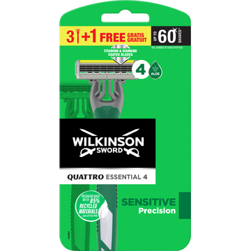 Wilkinson Sword Quattro Essential Sensitive Precision 4 Stuks