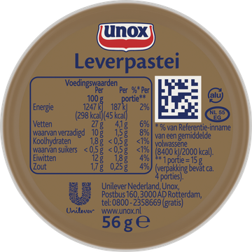 Unox Leverpastei Regulier 3 x 56 g