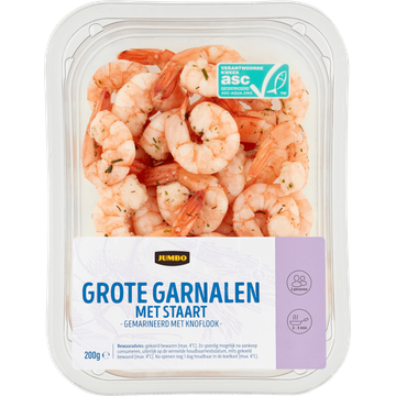 Jumbo Grote Garnalen met Staart Gemarineerd met Knoflook 200 g