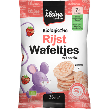 De Kleine Keuken Biologische Rijst Wafeltjes met Aardbei 7+ Maanden 35 g