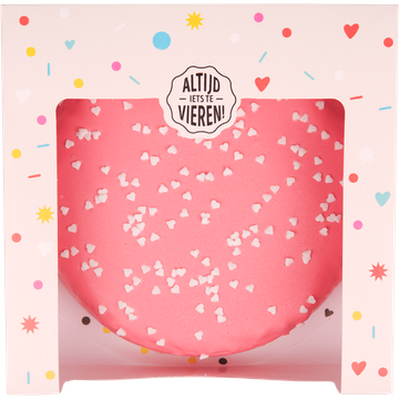 Jumbo Roze Chocoladetaart met Hartjes