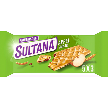 Sultana Fruitbiscuit Appel Smaak 5 Stuks 218 g