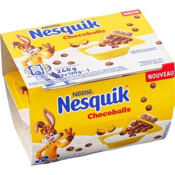 Nesquik Chocoballs Gesuikerde Yoghurt en Granenballetjes 2 x 120 g