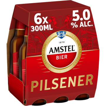 Amstel Bier Traditiegetrouw Pilsener Flessen 6 x 300 ml